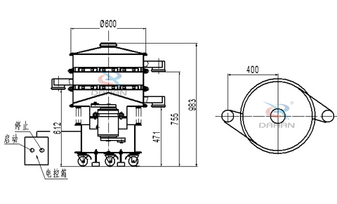 600兩層移動式不銹鋼旋振篩結(jié)構(gòu)圖